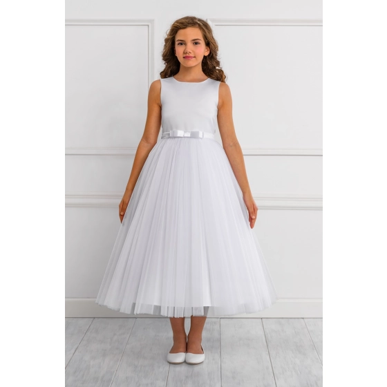 Robe de communion Satin avec manches courtes