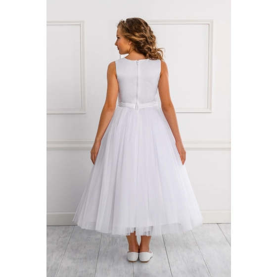 Robe de communion Satin avec manches courtes