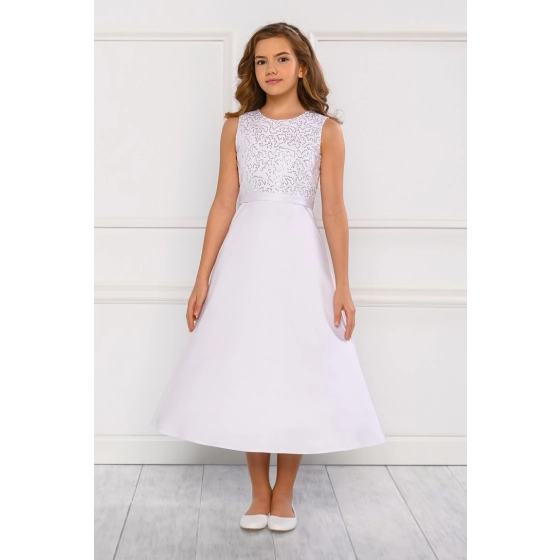 Robe de communion Satin et Tulle avec sequins